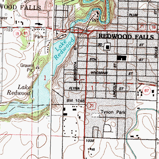 Topographic Map of Saint Johns Lutheran Church, MN