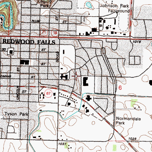 Topographic Map of First United Methodist Church, MN