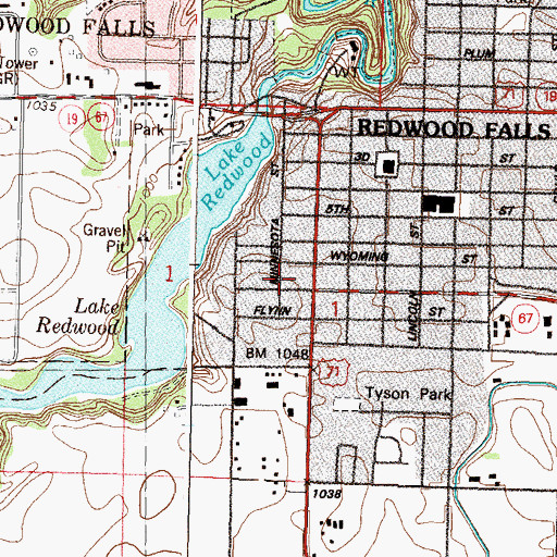 Topographic Map of Saint Johns Lutheran School, MN