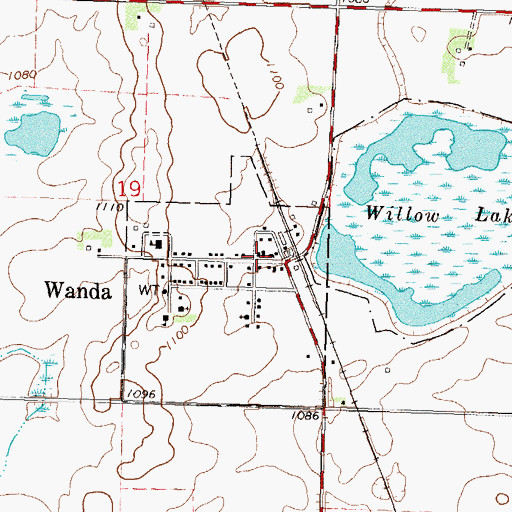 Topographic Map of Wanda Volunteer Fire Department, MN
