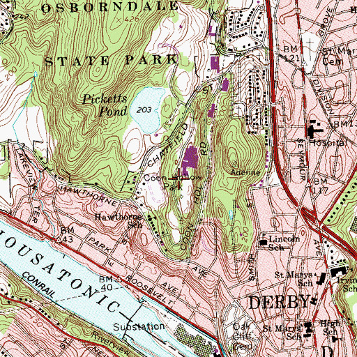 Topographic Map of Coon Hollow Park, CT