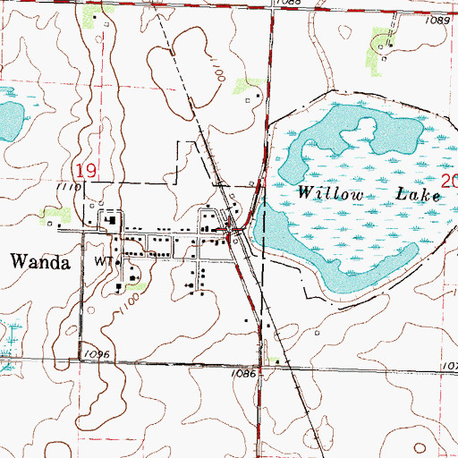Topographic Map of Wanda (historical), MN