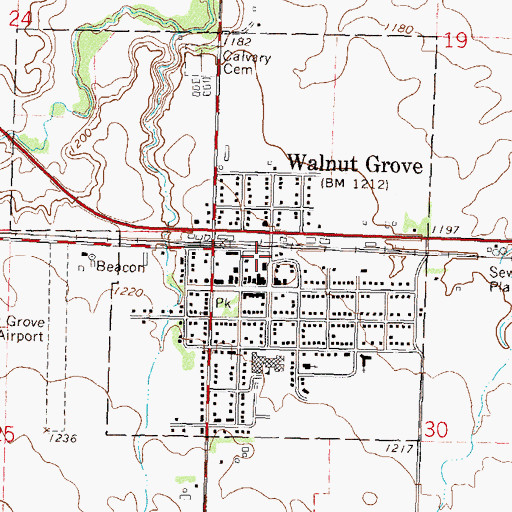 Topographic Map of Walnut Grove Police Department, MN