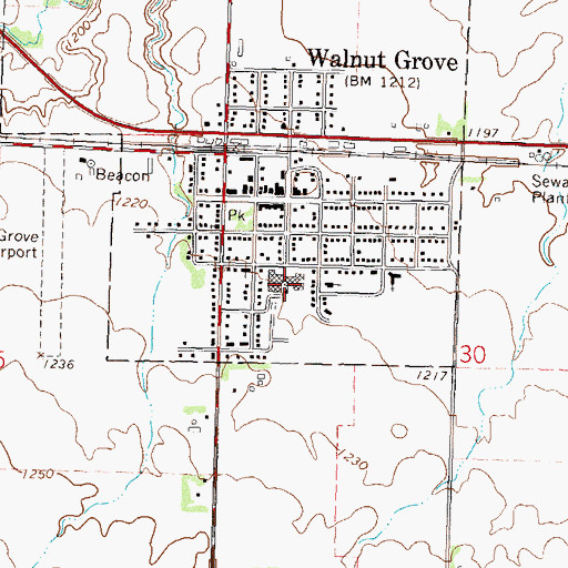 Topographic Map of Walnut Grove Elementary School, MN
