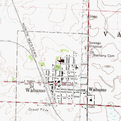 Topographic Map of Wabasso Public School, MN