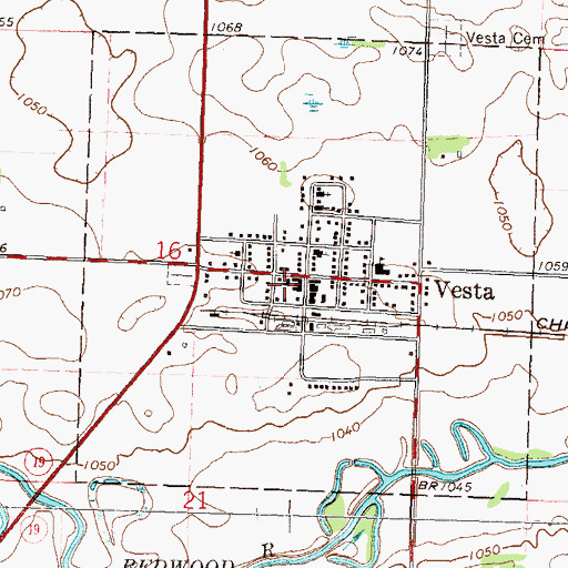 Topographic Map of Vesta Town Hall, MN