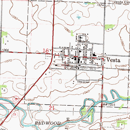 Topographic Map of Vesta Fire Department and First Responders, MN