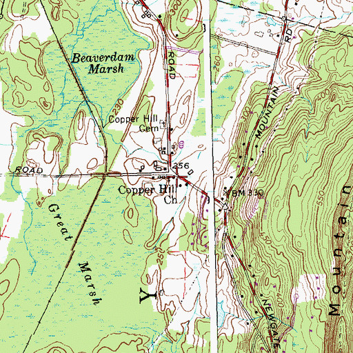 Topographic Map of Copper Hill Church, CT