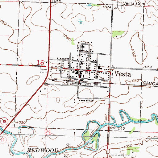 Topographic Map of Vesta (historical), MN