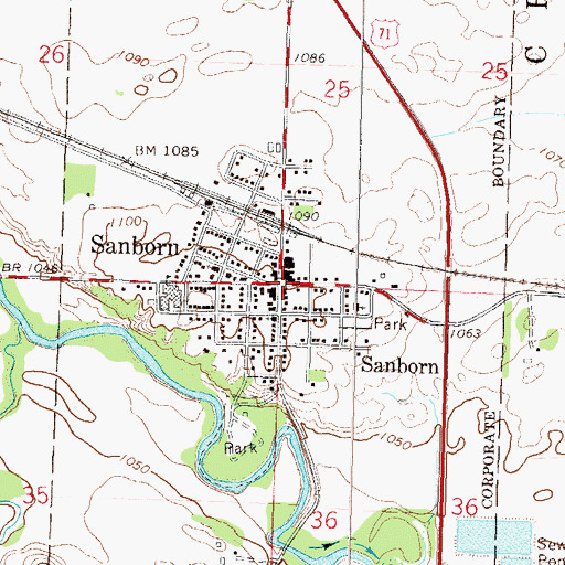 Topographic Map of Farmers Golf and Health Club, MN
