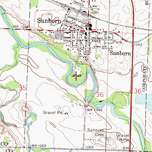 Topographic Map of Soldiers and Sailors City Park, MN
