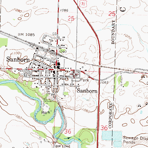 Topographic Map of Saint Thomas Church, MN