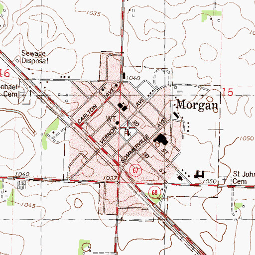 Topographic Map of Morgan City Library, MN