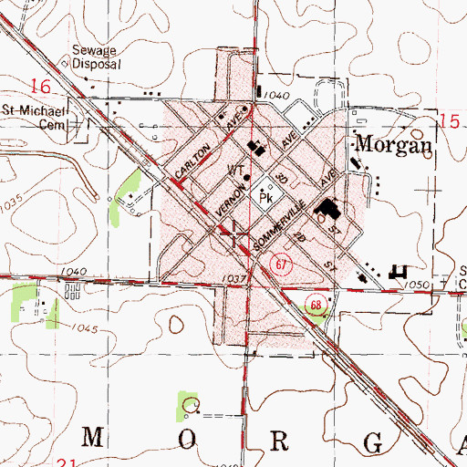 Topographic Map of Morgan Fire Department and Ambulance Service, MN