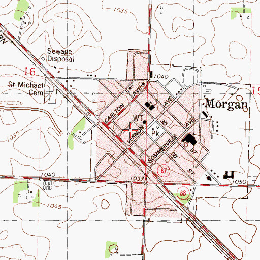 Topographic Map of Morgan City Police, MN