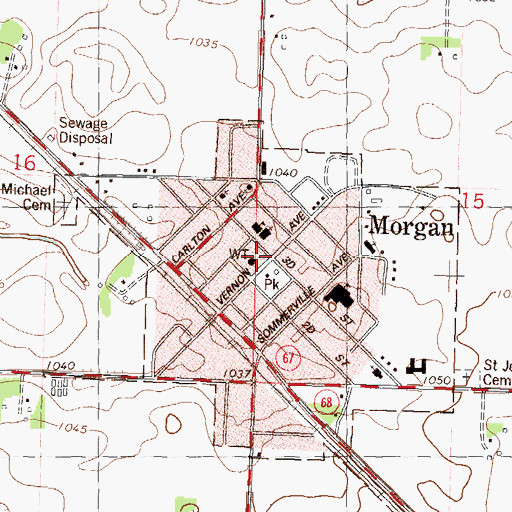 Topographic Map of Morgan Post Office, MN