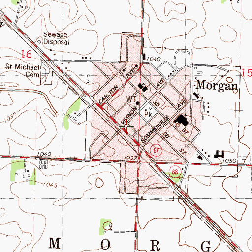 Topographic Map of Morgan (historical), MN