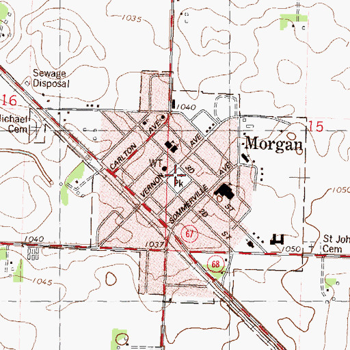 Topographic Map of Vernon Park, MN