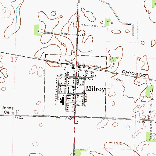 Topographic Map of Milroy Town Hall, MN