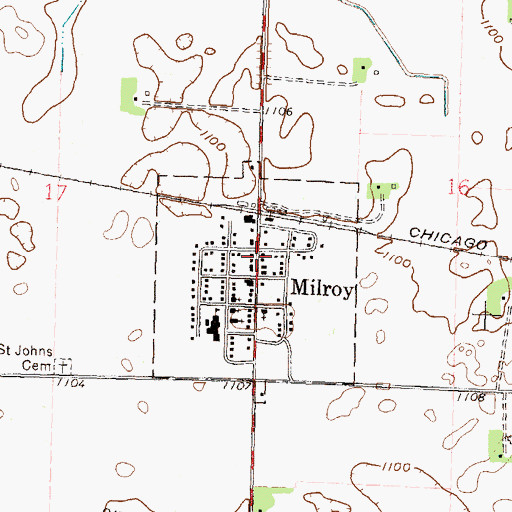 Topographic Map of Milroy Fire Department, MN