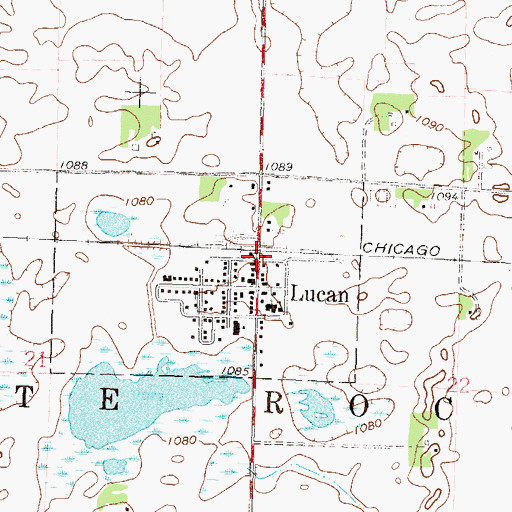 Topographic Map of Lucan (historical), MN