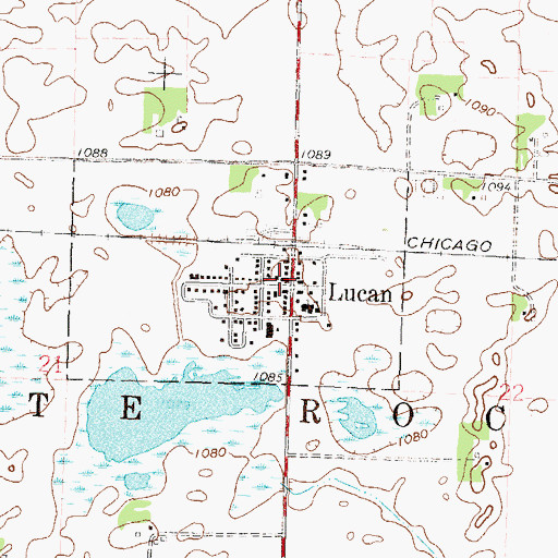 Topographic Map of Lucan Post Office, MN