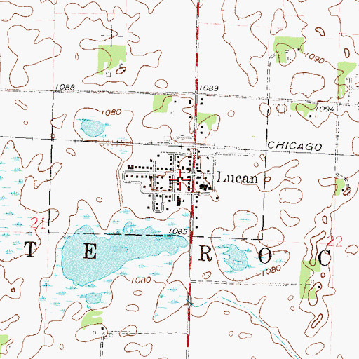 Topographic Map of Lucan Fire Department, MN
