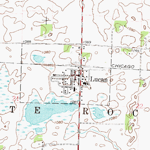 Topographic Map of Lucan Town Hall, MN