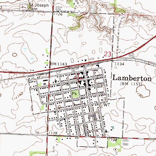 Topographic Map of Lamberton Fire Department and Ambulance Service, MN