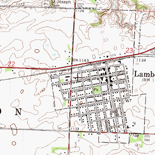Topographic Map of Saint Joseph's Church, MN