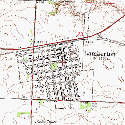 Topographic Map of Lamberton Clinic, MN