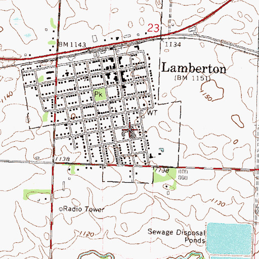 Topographic Map of Red Rock Central High School, MN
