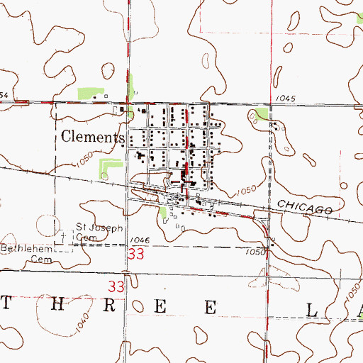 Topographic Map of Clements Post Office, MN