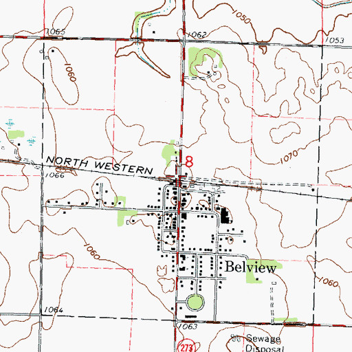 Topographic Map of Belview, MN