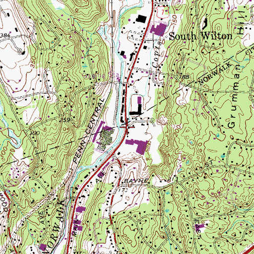 Topographic Map of Copts Brook, CT