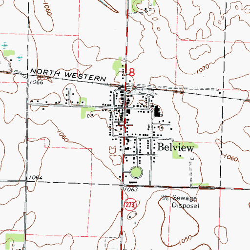 Topographic Map of Belview Fire Department, MN