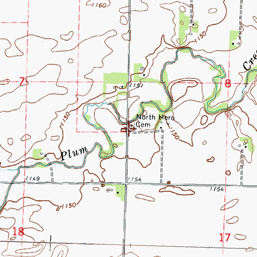 Topographic Map of North Hero Cemetery, MN