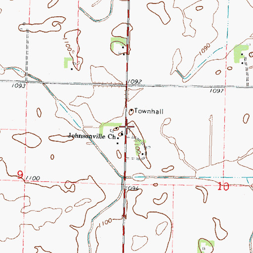 Topographic Map of Johnsonville Township Cemetery, MN