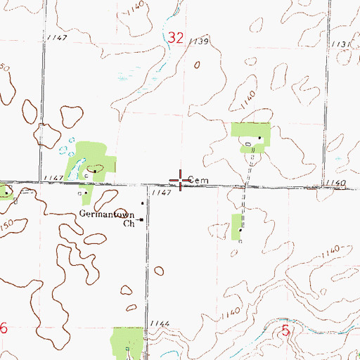 Topographic Map of Germantown Evangelical United Methodist Cemetery, MN