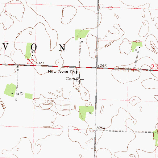Topographic Map of New Avon Salem Methodist Cemetery, MN