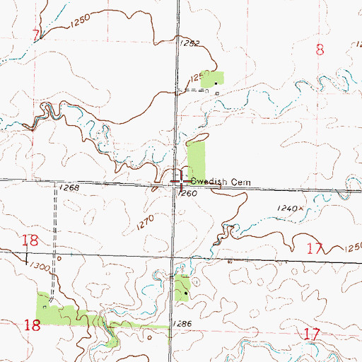 Topographic Map of Swedish Cemetery, MN