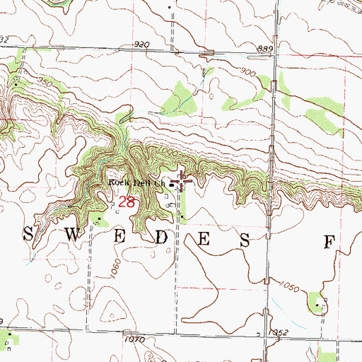Topographic Map of Rock Dell Cemetery, MN