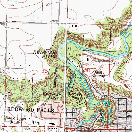 Topographic Map of Ramsey Park Swayback Bridge, MN