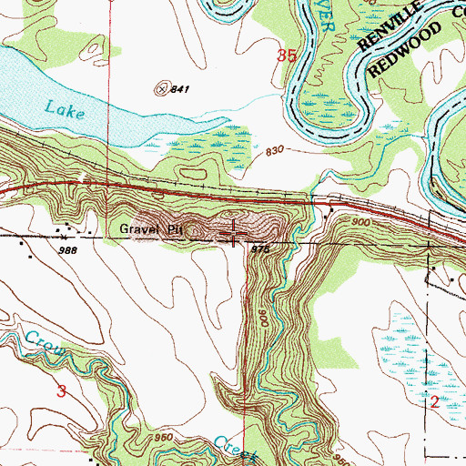 Topographic Map of Redwood River Wayside Park, MN