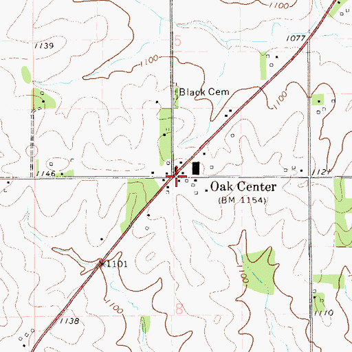 Topographic Map of Oak Center Post Office (historical), MN