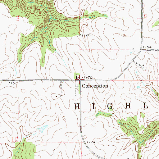 Topographic Map of Conception Post Office (historical), MN