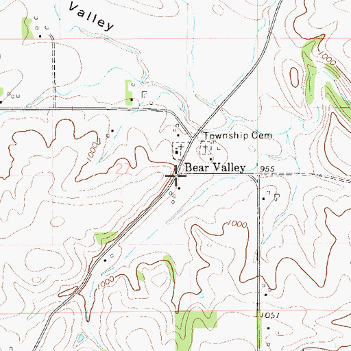 Topographic Map of Bear Valley Post Office (historical), MN