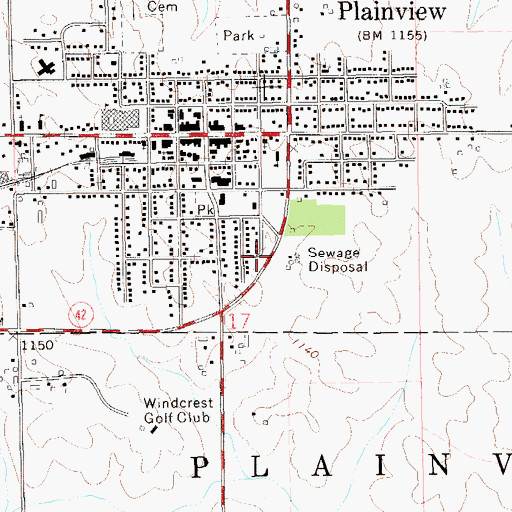 Topographic Map of Plainview Area History Center, MN