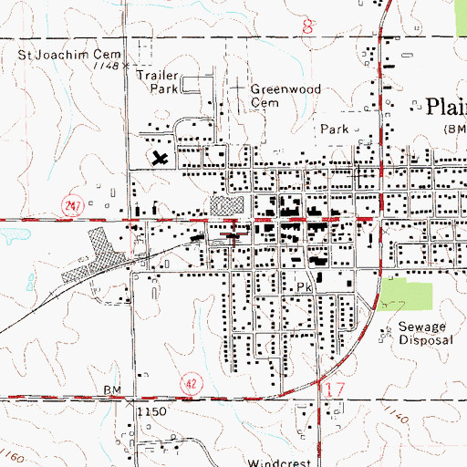 Topographic Map of Plainview (historical), MN