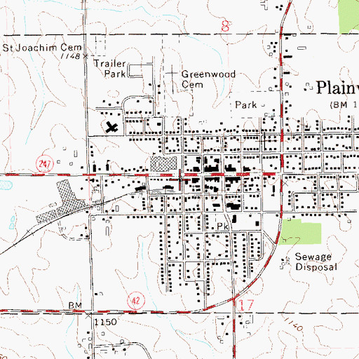 Topographic Map of Community Presbyterian Church, MN